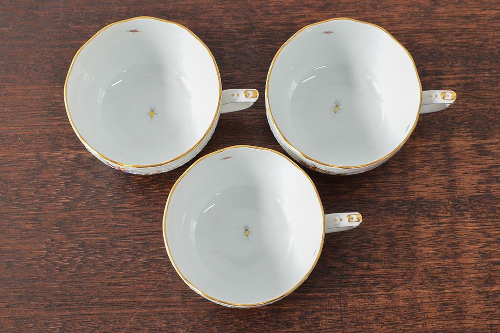 ハンガリー　HEREND　ヘレンド　フルーツコンポジション　カップ&ソーサー3客セット(洋食器)(R-052283)