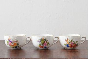 ハンガリー　HEREND　ヘレンド　フルーツコンポジション　カップ&ソーサー3客セット(洋食器)(R-052283)