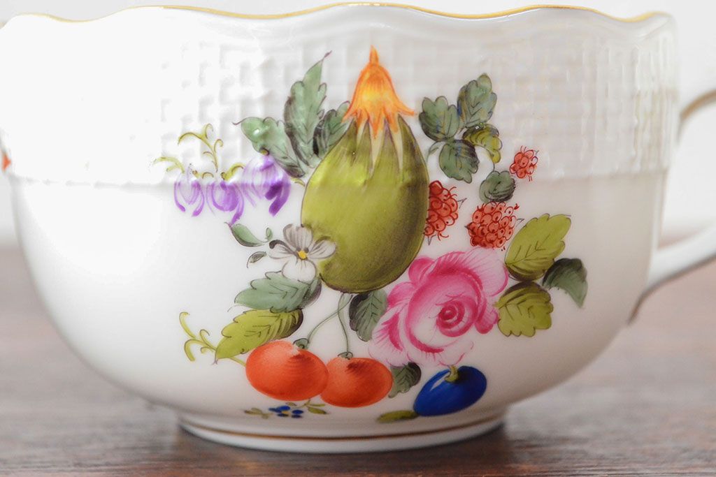 ハンガリー　HEREND　ヘレンド　フルーツコンポジション　カップ&ソーサー3客セット(洋食器)(R-052283)