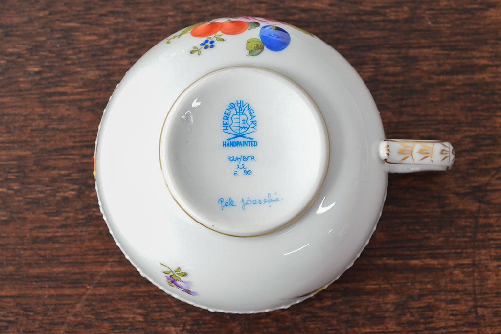 ハンガリー　HEREND　ヘレンド　フルーツコンポジション　カップ&ソーサー3客セット(洋食器)(R-052283)