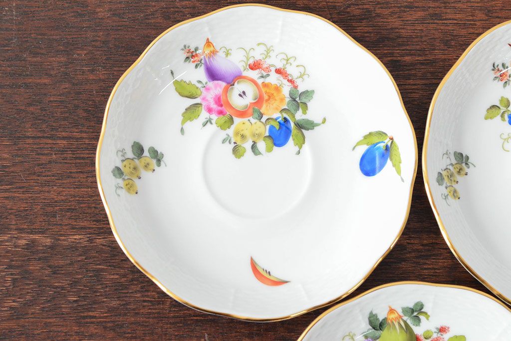 ハンガリー　HEREND　ヘレンド　フルーツコンポジション　カップ&ソーサー3客セット(洋食器)(R-052283)