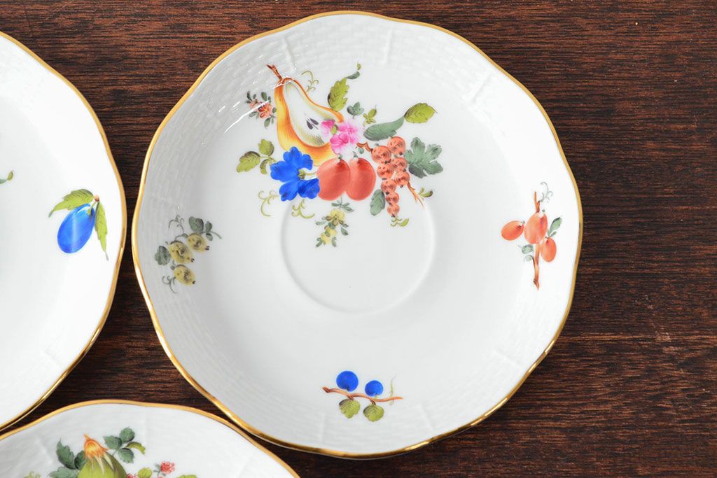ハンガリー　HEREND　ヘレンド　フルーツコンポジション　カップ&ソーサー3客セット(洋食器)(R-052283)