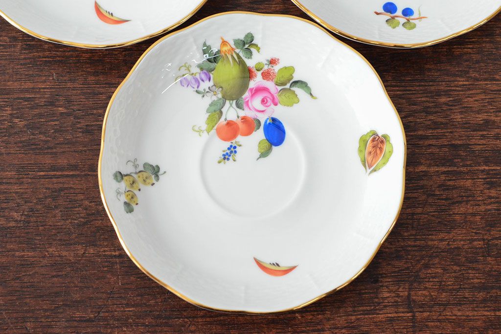 ハンガリー　HEREND　ヘレンド　フルーツコンポジション　カップ&ソーサー3客セット(洋食器)(R-052283)