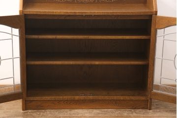 中古美品　三越家具　Brugge(ブルージュ)　ステンドグラスとバラのレリーフが上品なサイドボード(サイドキャビネット、戸棚、収納棚)(定価約17万円)(R-052286)