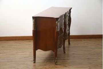 中古　イタリア高級輸入家具　象嵌と真鍮金具で凝ったつくりが美しいサイドボード(引き出し、チェスト)(定価約60万円)(R-052287)