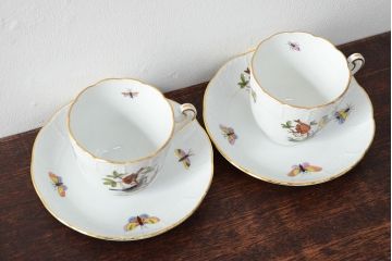 ハンガリー　HEREND　ヘレンド　ロスチャイルドバード　カップ&ソーサー2客セット(洋食器)(R-052291)