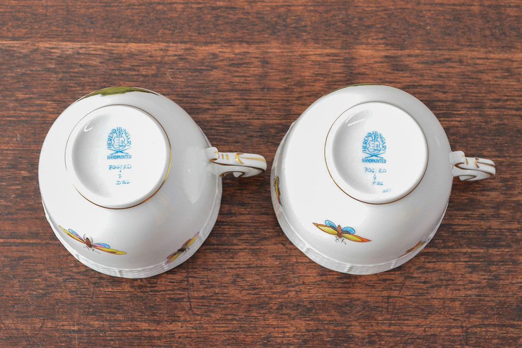 ハンガリー　HEREND　ヘレンド　ロスチャイルドバード　カップ&ソーサー2客セット(洋食器)(R-052291)