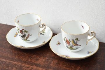 ハンガリー　HEREND　ヘレンド　ロスチャイルドバード　カップ&ソーサー2客セット(洋食器)(R-052291)