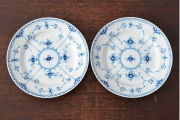 ROYAL COPENHAGEN　ロイヤルコペンハーゲン　ハーフレース　プレート2枚・ボウル2点(洋食器)(定価約8万円)(R-052292)