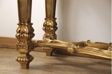 中古　極美品　イタリア超高級輸入家具　ロココ様式　ゴールドの彫刻(木彫り)と大理石天板がゴージャスなコンソールテーブル(定価約200万円以上)(サイドボード)(R-052295)