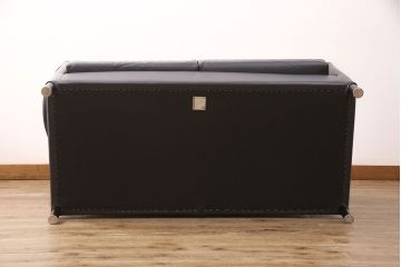 中古　美品　オーストリア　ヴィットマン(WITTMANN)　AURA(アウラ)　丸みのあるデザインで優しい雰囲気を醸し出す高級本革二人掛けソファ(2P、アームソファ)(定価約50万円)(R-052307)