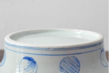 江戸後期〜幕末　色絵染付　蓋物(深鉢、深皿、和食器)(R-052313)