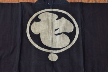 大正〜昭和初期　藍染木綿半纏2枚セット(古布、住よし本店、老田硝子店)(R-052314)