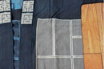 大正〜昭和初期　藍染木綿半纏2枚セット(古布、釡屋糸綿店)(R-052315)