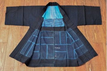 大正〜昭和初期　藍染木綿半纏2枚セット(古布、釡屋糸綿店)(R-052315)