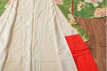 大正〜昭和初期　花柄　錦紗縮緬着物(正絹、古布)(R-052318)