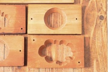 昭和レトロ　古い菓子型5点(鯛、亀、梅)(R-052322)