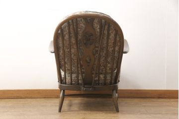 中古美品　ERCOL(アーコール)　上品な花柄が素敵な1人掛けソファ(ラウンジチェア、アームチェア、椅子、1シーターソファ)(R-052324)