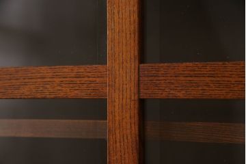中古　超美品　岩谷堂箪笥　格子のデザインと美しい杢目が上質な和の雰囲気を醸し出す食器棚(キャビネット、収納棚、水屋箪笥、茶棚)(定価約70万円)(R-052337)