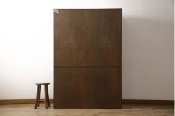 中古　超美品　岩谷堂箪笥　格子のデザインと美しい杢目が上質な和の雰囲気を醸し出す食器棚(キャビネット、収納棚、水屋箪笥、茶棚)(定価約70万円)(R-052337)