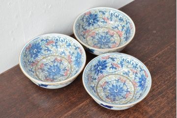 大清光緒年製　色絵染付　深鉢3点(深皿、伊万里、中国?)(R-052339)