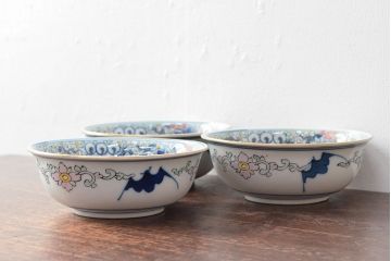 大清光緒年製　色絵染付　深鉢3点(深皿、伊万里、中国?)(R-052339)