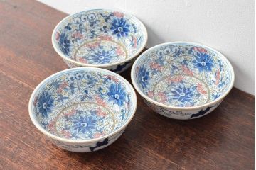 大清光緒年製 色絵染付 深鉢3点(深皿、伊万里、中国?)(R-052340)
