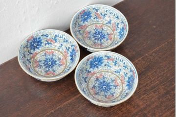 大清光緒年製　色絵染付　深鉢3点(深皿、伊万里、中国?)(R-052340)