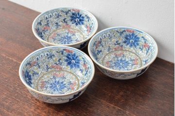 大清光緒年製 色絵染付 深鉢3点(深皿、伊万里、中国?)(R-052341)