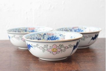 大清光緒年製　色絵染付　深鉢3点(深皿、伊万里、中国?)(R-052344)