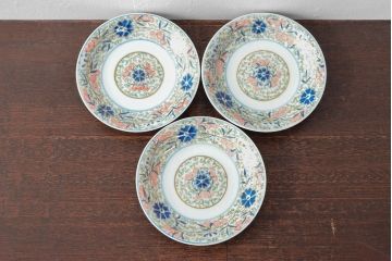 大清光緒年製　色絵染付　六寸皿3枚(伊万里、中国?)(R-052345)
