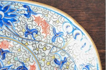 大清光緒年製　色絵染付　楕円変形皿3枚(伊万里、中国?)(R-052346)