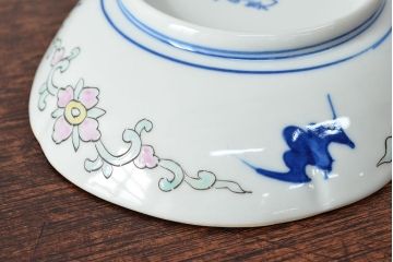 大清光緒年製　色絵染付　楕円変形皿3枚(伊万里、中国?)(R-052347)