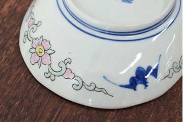 大清光緒年製　色絵染付　楕円変形皿3枚(伊万里、中国?)(R-052351)