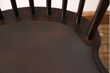 中古　美品　松本民芸家具　美しいシルエットが目を引く、#85リーチ型アームチェア(ダイニングチェア、板座チェア、椅子)(R-052355)