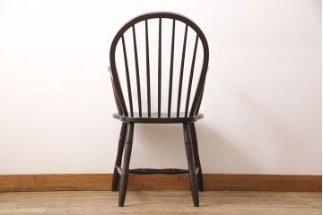 中古　美品　松本民芸家具　美しいシルエットが目を引く、#85リーチ型アームチェア(ダイニングチェア、板座チェア、椅子)(R-052355)