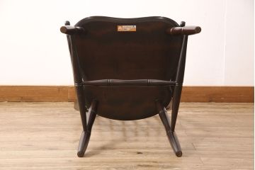 中古　美品　松本民芸家具　美しいシルエットが目を引く、#85リーチ型アームチェア(ダイニングチェア、板座チェア、椅子)(R-052355)