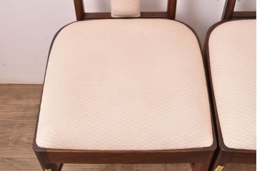 中古　デンマーク高級輸入家具　ローズウッド　高めの背もたれが印象的なチェア4脚セット(椅子、ダイニングチェア、北欧)(定価　4脚約60万円、北欧)(R-052363)