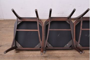 中古　デンマーク高級輸入家具　ローズウッド　高めの背もたれが印象的なチェア4脚セット(椅子、ダイニングチェア、北欧)(定価　4脚約60万円、北欧)(R-052363)
