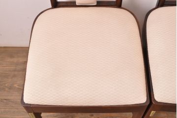 中古　デンマーク高級輸入家具　ローズウッド　高めの背もたれが印象的なチェア4脚セット(椅子、ダイニングチェア、北欧)(定価　4脚約60万円、北欧)(R-052364)