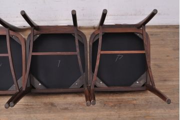 中古　デンマーク高級輸入家具　ローズウッド　高めの背もたれが印象的なチェア4脚セット(椅子、ダイニングチェア、北欧)(定価　4脚約60万円、北欧)(R-052364)