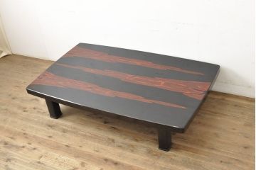 中古　美品　輪島塗り　一風変わった形の天板が魅力的な座卓(ローテーブル、センターテーブル)(R-052367)