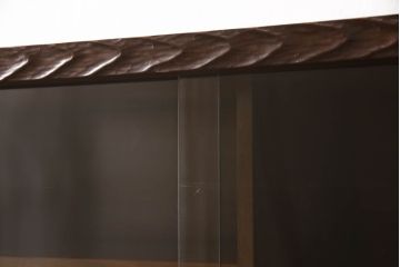 中古　美品　特注品　日光彫り　大胆に彫られた花の彫刻が目を引くキャビネット(定価約65万円)(サイドボード、収納棚、茶箪笥、茶棚)(R-052369)