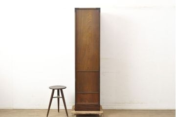中古　国産民芸家具　1台2役で使い勝手のいい時計付き縦型タンス(箪笥、チェスト)(R-052374)