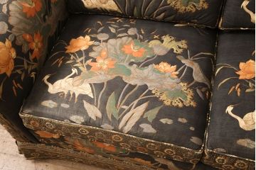 中古　ETHAN ALLEN(イーセンアーレン)　色鮮やかなボタニカル柄が目を引く2人掛けソファ(二人掛けソファ)(R-052376)