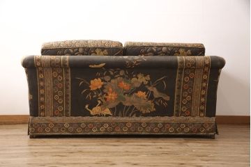 中古　ETHAN ALLEN(イーセンアーレン)　色鮮やかなボタニカル柄が目を引く2人掛けソファ(二人掛けソファ)(R-052376)