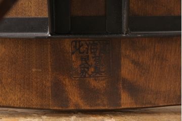 和製ビンテージ　希少　絶版品　北海道民芸家具　細部までこだわりが感じられる回転デスクチェア(椅子、板座チェア、回転チェア、ヴィンテージ)(R-052382)