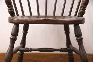 中古　松本民芸家具　#91型　落ち着きのある空間を演出するキャプテンチェア(アームチェア、板座チェア、椅子、ダイニングチェア)(R-052383)