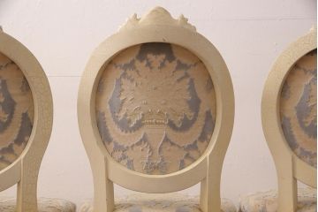 ビンテージ　イタリア高級輸入家具　ロココ調　凝った彫刻が美しいチェア5脚セット(ダイニングチェア、椅子、ヴィンテージ)(R-052394)