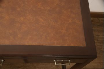 中古美品　神戸洋家具　メープル不二屋　シンプルさの中に洗練された美しさがあるレザートップデスク(机、在宅ワーク、在宅用ワークデスク)(R-052396)